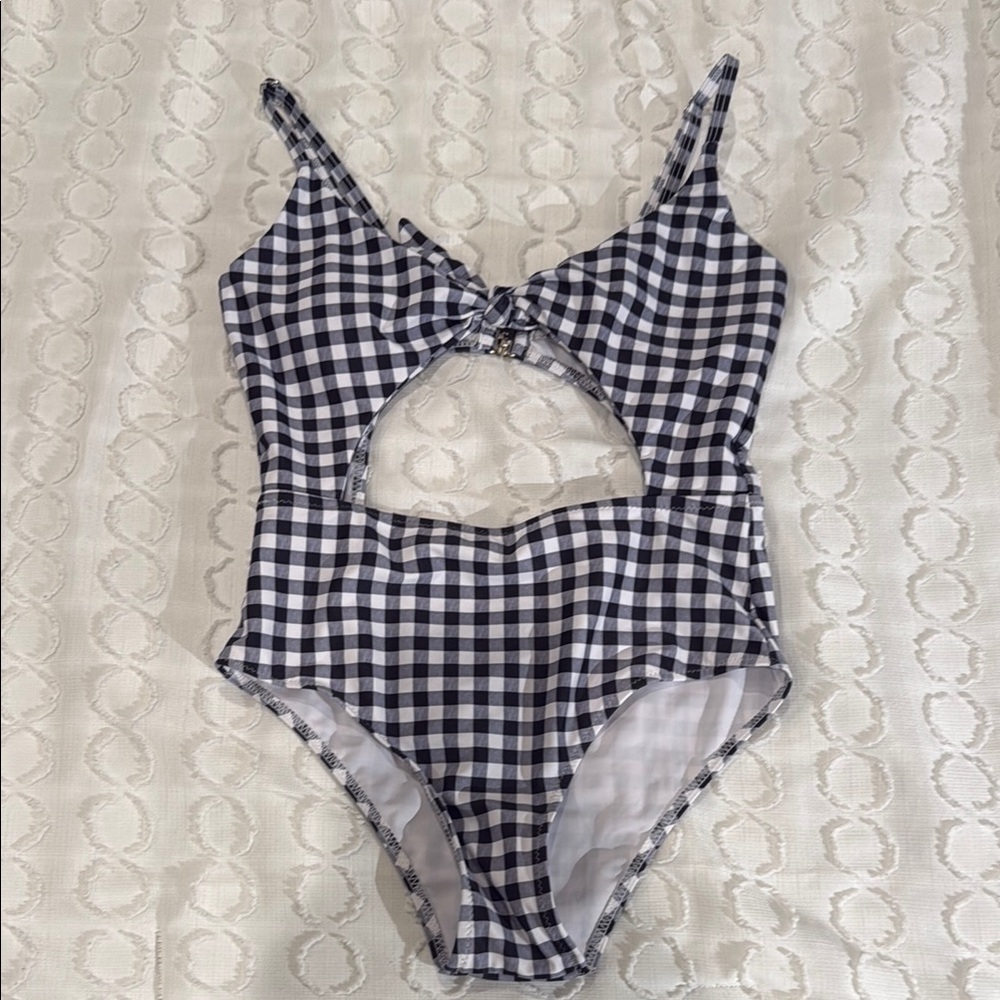 Woman’s Black and White Checkered Swimsuit